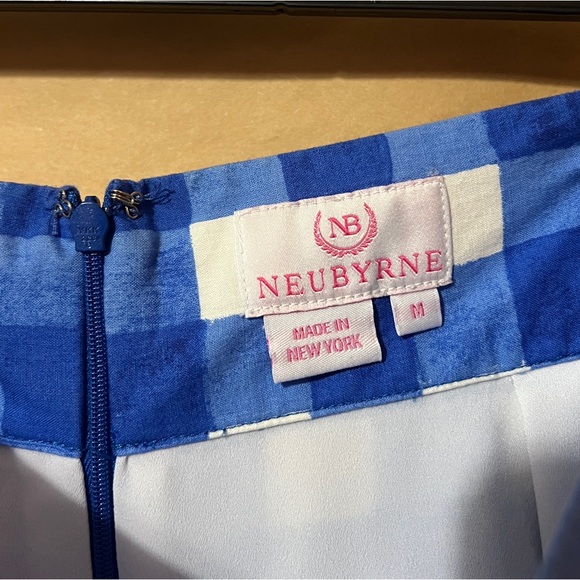 Neubyrne | Paula Pants Wide Leg High Waisted Trousers Flowy Blue Gingham Size M - Picture 3 of 13